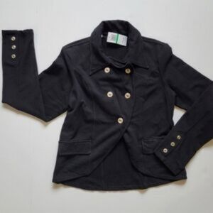 NWT Hangover Women's L  Black Bouble Breasted Cotton J